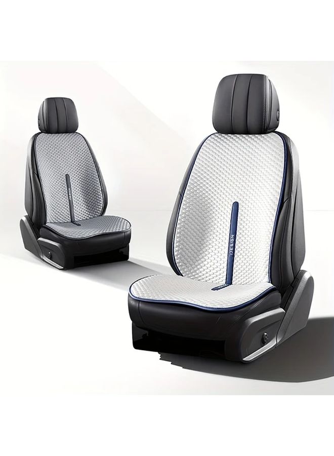 Summer Ice Car Seat Cushion Breathable Beaded Design Half Wrapped Fit Lightweight All Season Comfort With Cooling Effect Removable Cover Medium Firm Support For Vehicle Seating Durable Fabric For Long Distance Drivers White Front Row Single Seat Two Piece Set - Image 5