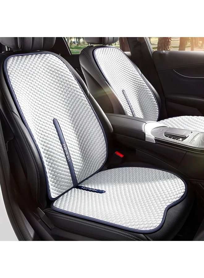 Summer Ice Car Seat Cushion Breathable Beaded Design Half Wrapped Fit Lightweight All Season Comfort With Cooling Effect Removable Cover Medium Firm Support For Vehicle Seating Durable Fabric For Long Distance Drivers White Front Row Single Seat Two Piece Set - Image 1