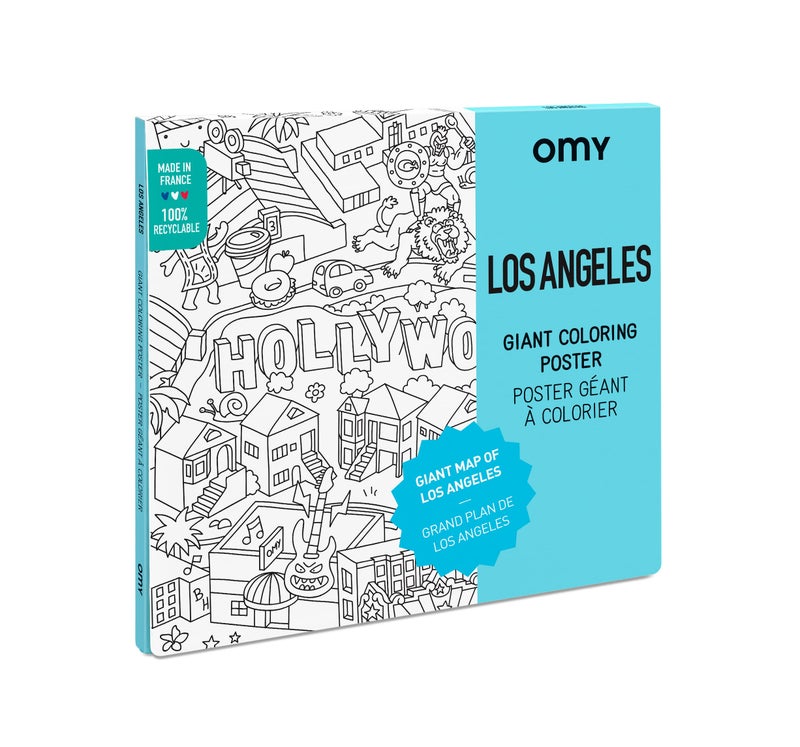 Omy Giant Coloring Poster  Los Angeles  Map of Los Angeles  Discover The Key Places in Los Angeles  40 x 28 Inches  Creative Play and Fun for Kids Teens Adults and The Whole Family