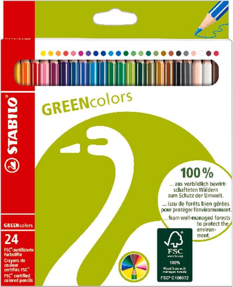STABILO EcoFriendly Coloring Pencil  STABILO GREENcolors  Pack of 24  Assorted Colors - Image 1
