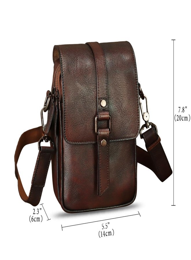LRTO Genuine Leather Small Crossbody Bag for Women Retro Cell Phone Pouch Adjustable Strap Lightweight Purses (Coffee) - Image 5