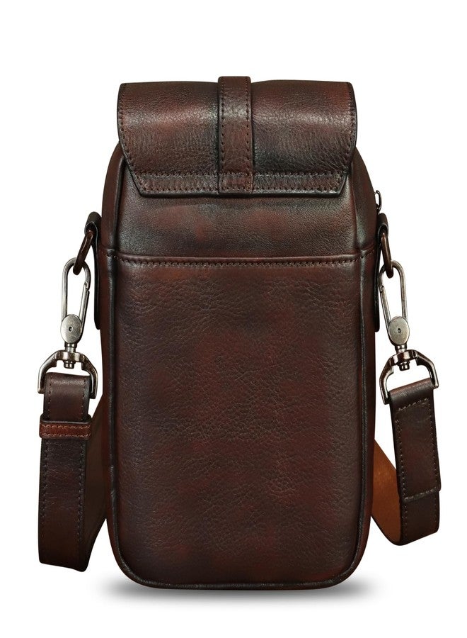 LRTO Genuine Leather Small Crossbody Bag for Women Retro Cell Phone Pouch Adjustable Strap Lightweight Purses (Coffee) - Image 3