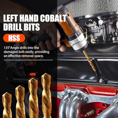 Coobeast Gifts for Men, Damaged Screw Extractor Set Left Hand Drill Bits for Easy Out Removing Broken Bolt Kit, Valentines Day Gifts for Him Men Adults（14pieces - Image 2
