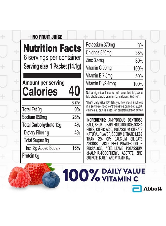 Pedialyte with Immune Support, Electrolytes with Vitamin C and Zinc, Advanced Hydration with PreActiv Prebiotics, Mixed Berry, Electrolyte Drink Powder Packets, 6 Count (Pack of 4) - Image 4