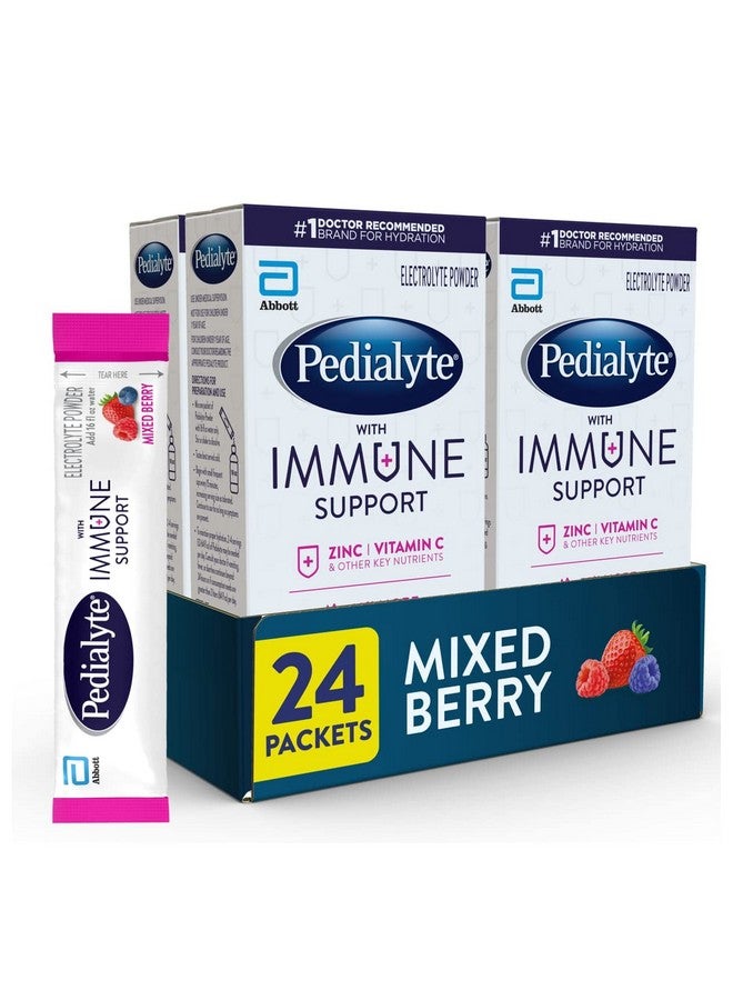 Pedialyte with Immune Support, Electrolytes with Vitamin C and Zinc, Advanced Hydration with PreActiv Prebiotics, Mixed Berry, Electrolyte Drink Powder Packets, 6 Count (Pack of 4) - Image 1