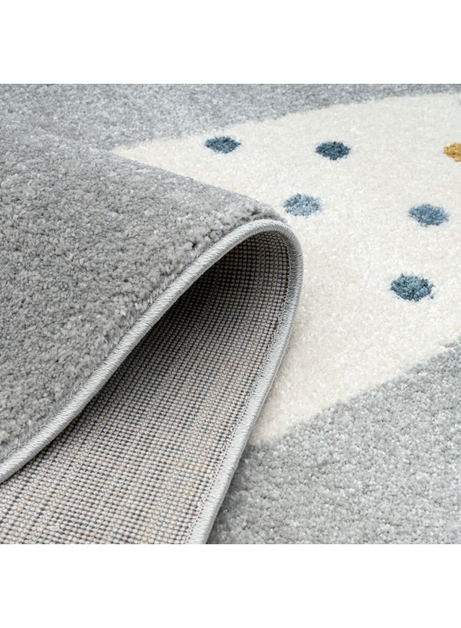 DANUBE HOME Rabbit Kids Rug  | Washable Kids Rugs Style | Polypropylene + Polyester Area Rug Floor Covering | Indoor Carpet For Living Room Dining Bedroom 150X150cm-Grey-231200400599 - Image 4
