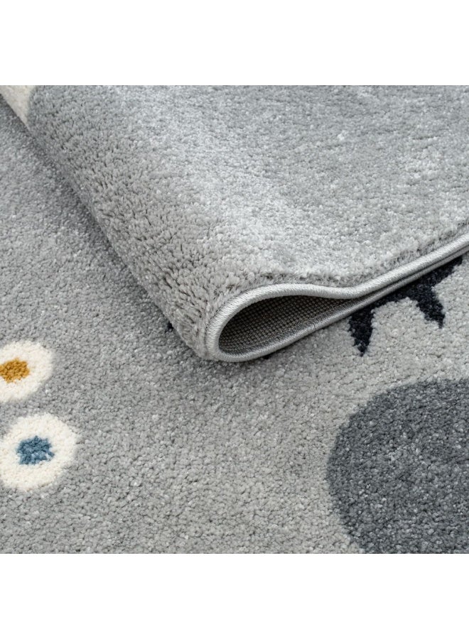 DANUBE HOME Rabbit Kids Rug  | Washable Kids Rugs Style | Polypropylene + Polyester Area Rug Floor Covering | Indoor Carpet For Living Room Dining Bedroom 150X150cm-Grey-231200400599 - Image 2