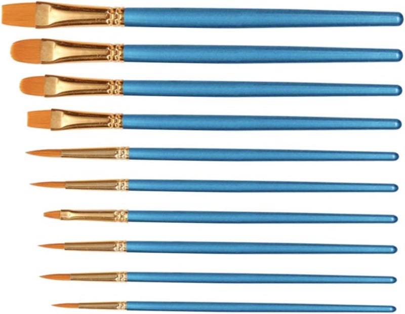 DOITOOL 10pcs Painting Brush Set with Color Mixing Plates Creative Art Tools for Students Durable Nylon Hair for Acrylic Watercolor and Craft Painting Activities - Image 2