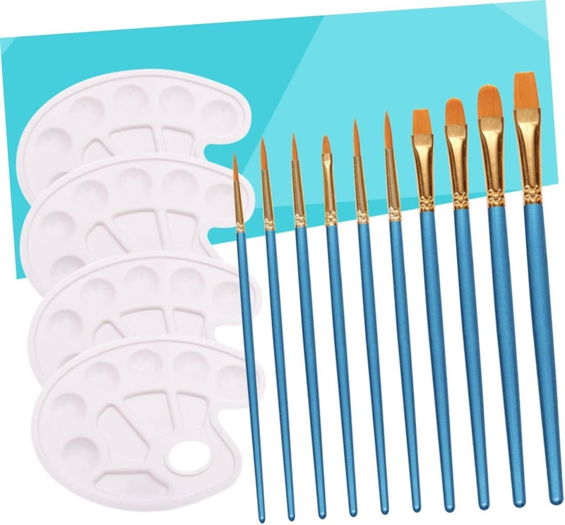 DOITOOL 10pcs Painting Brush Set with Color Mixing Plates Creative Art Tools for Students Durable Nylon Hair for Acrylic Watercolor and Craft Painting Activities - Image 5