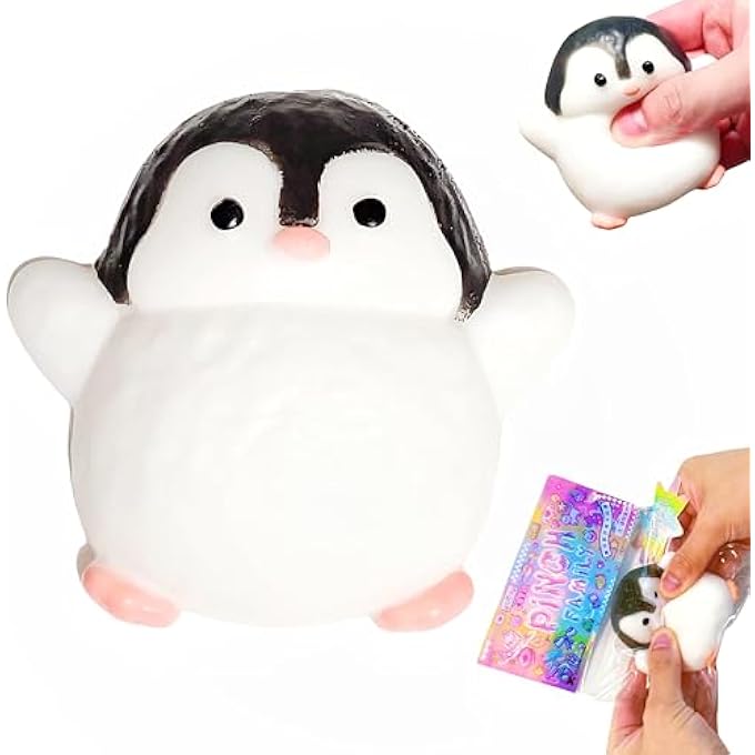 EVDERS 1Pcs Taba Squishy Penguin, Fufu Cute Squishies Toys Handmade Squeeze Toys Soft Silicone Fidget Toy for Stress Relief, Sensory Stress Ball Funny Fidget Toy Novelty Things for Kids Adults - Image 1