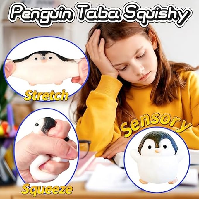 EVDERS 1Pcs Taba Squishy Penguin, Fufu Cute Squishies Toys Handmade Squeeze Toys Soft Silicone Fidget Toy for Stress Relief, Sensory Stress Ball Funny Fidget Toy Novelty Things for Kids Adults - Image 5