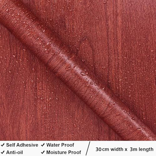 RedChimes Self-Adhesive Wallpaper Waterproof Old Furniture Vinyl Stickers Wooden Door Wardrobe Desktop PVC Wall Papers 30 X 304 CM- (Brown Wood) - Image 3