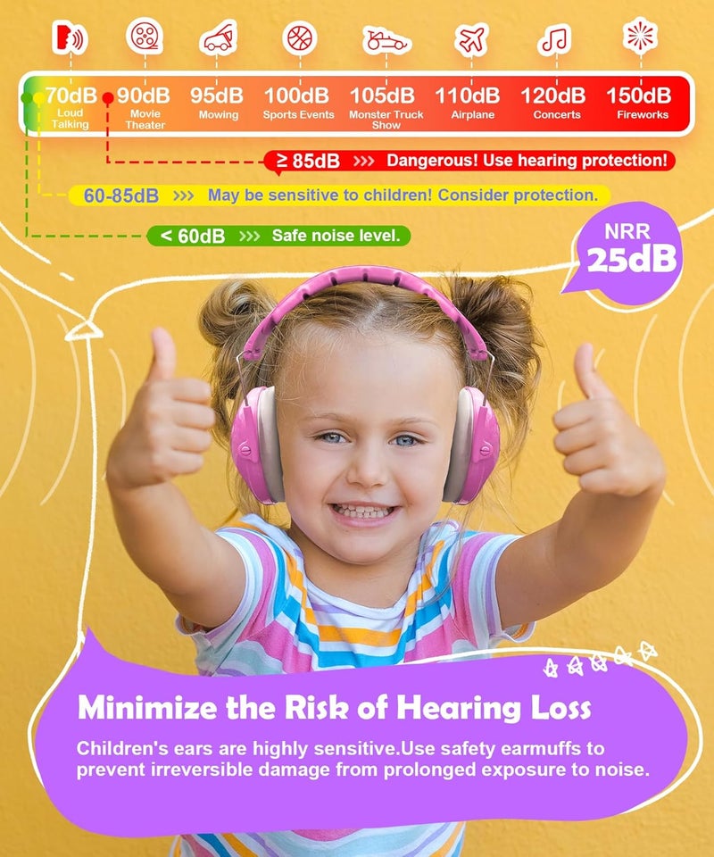 PROHEAR 032 2.0 Noise Cancelling Headphones for Kids - 25dB Noise Reduction - Adjustable Sensory Ear Protection Muffs for Concert, Fireworks, Monster Truck Shows, School - Princess Pink - Image 3