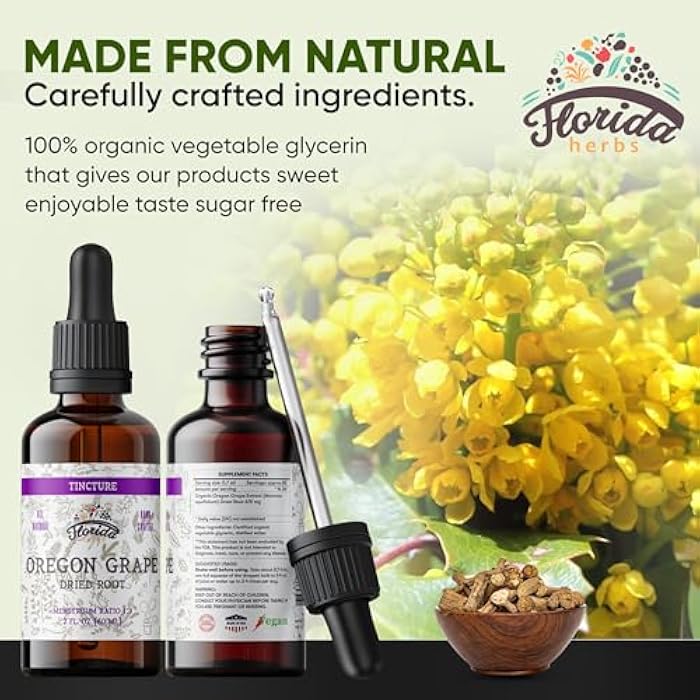 FLORIDA HERBS Oregon Grape Tincture, Organic Oregon Grape Extract (Mahonia aquifolium) - Non-GMO in Cold-Pressed Organic Vegetable Glycerin 2 oz - Image 3