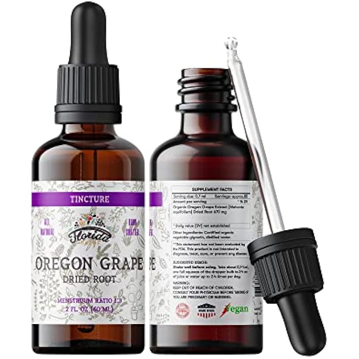 FLORIDA HERBS Oregon Grape Tincture, Organic Oregon Grape Extract (Mahonia aquifolium) - Non-GMO in Cold-Pressed Organic Vegetable Glycerin 2 oz - Image 1