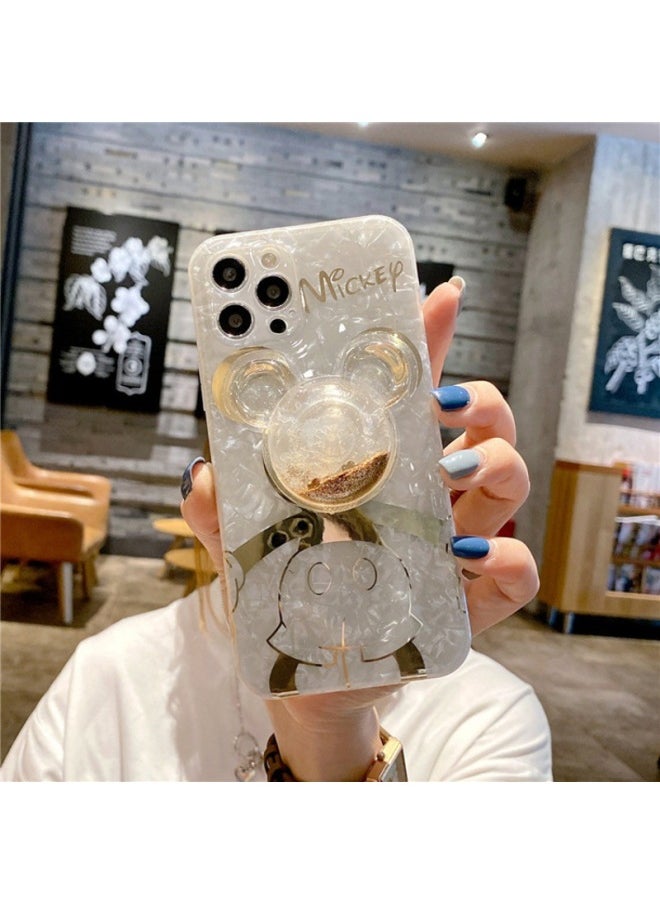 Generic - For IPhone16promax Phone Case Apple 12 Shell Cartoon 13 Quicksand Bracket 15 Protective Cover 14-Color:Shell Pattern-Mickey Back + Quicksand Bracket-Applicable Model:iPhone15 - Image 1