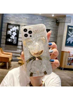 For IPhone16promax Phone Case Apple 12 Shell Cartoon 13 Quicksand Bracket 15 Protective Cover 14-Color:Shell Pattern-Mickey Back + Quicksand Bracket-Applicable Model:iPhone15