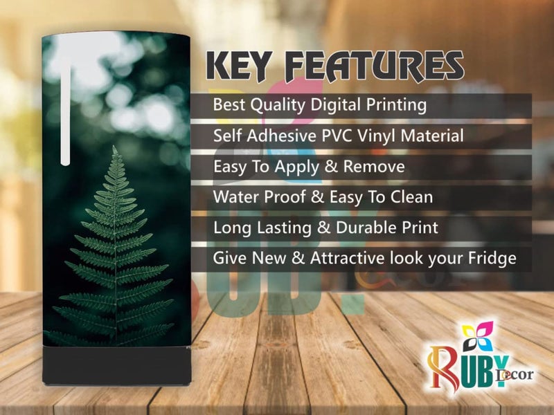 Decorative Beautifull Self Adhesive Flower Plant Leaf Best Design Refrigerator Door Wall Sticker PVC Vinyl Fridge Wrap Wall Sticker For Home (120 Cm X 60 Cm Or 48 X 24 Inches)