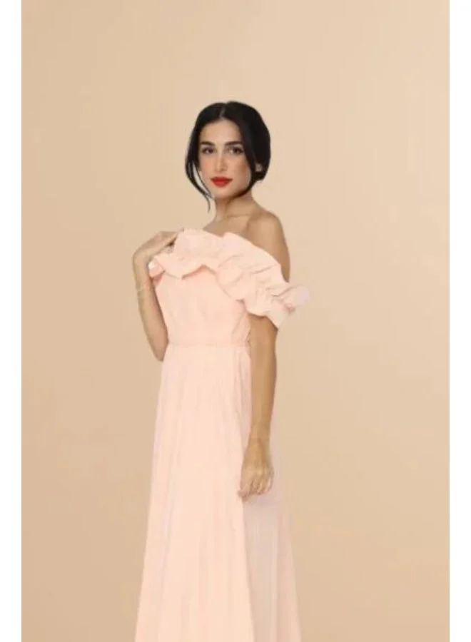 2TRENDY Women’s Long Off-Shoulder Dress in Light Pink