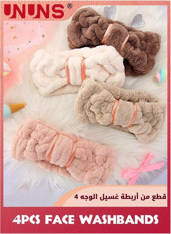 UNUNS 4 Pack Spa Headbands,Microfiber Facial Headbands Makeup Headbands,Elastic Terry Cloth Head Wrap For Women Girls,Washing Face Shower Yoga Sports - Image 4