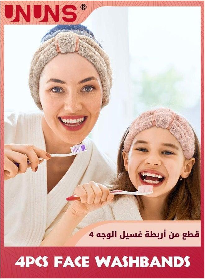 UNUNS 4 Pack Spa Headbands,Microfiber Facial Headbands Makeup Headbands,Elastic Terry Cloth Head Wrap For Women Girls,Washing Face Shower Yoga Sports - Image 5