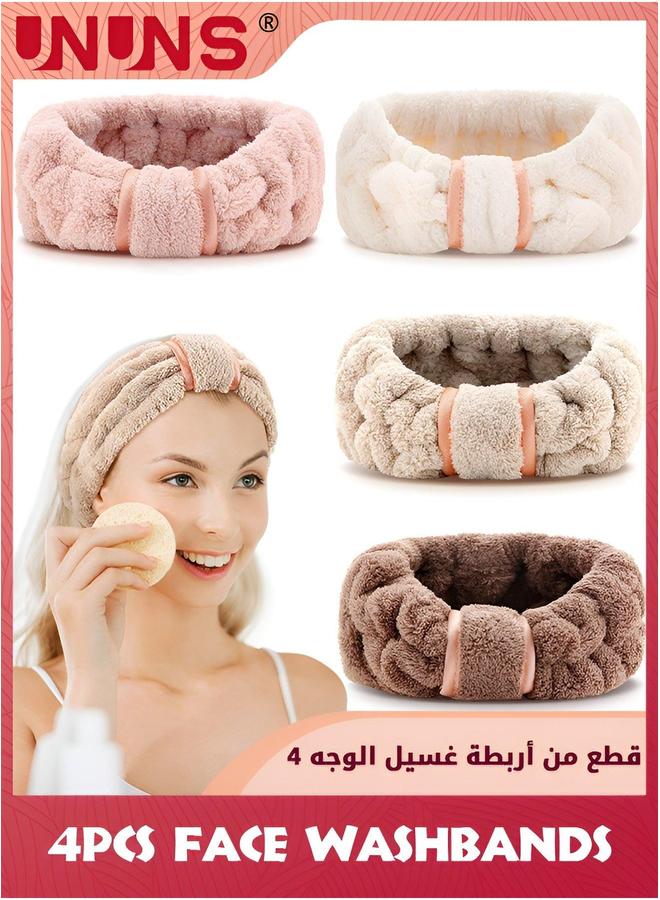 UNUNS 4 Pack Spa Headbands,Microfiber Facial Headbands Makeup Headbands,Elastic Terry Cloth Head Wrap For Women Girls,Washing Face Shower Yoga Sports - Image 1