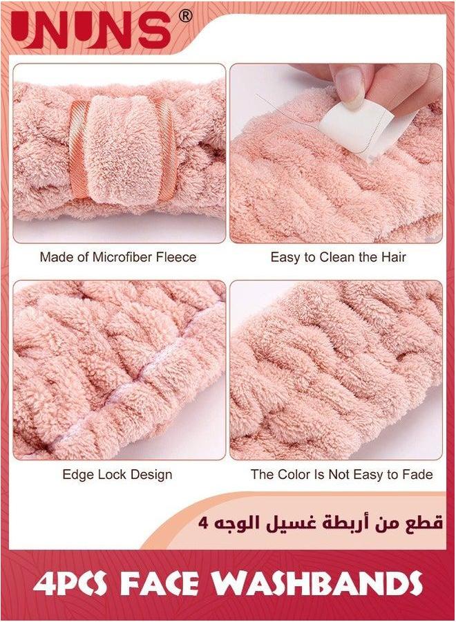 UNUNS 4 Pack Spa Headbands,Microfiber Facial Headbands Makeup Headbands,Elastic Terry Cloth Head Wrap For Women Girls,Washing Face Shower Yoga Sports - Image 3