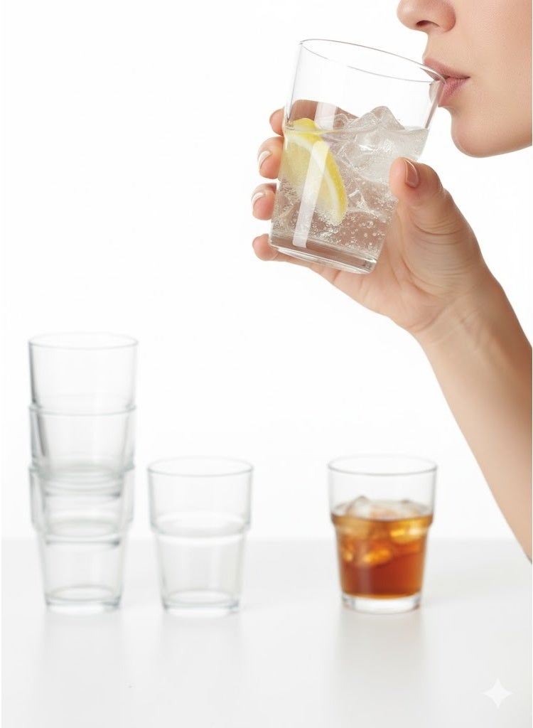 IKEA Glass Set of 6 - 170ml clear glasses, simple and stylish stackable design to save space, dishwasher safe, ideal for juices, water and cold drinks - Image 3