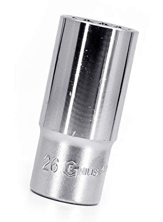 Genius Tools 437826 1/2" Dr. 26mm Deep Hand Socket (12 Point) - Image 3