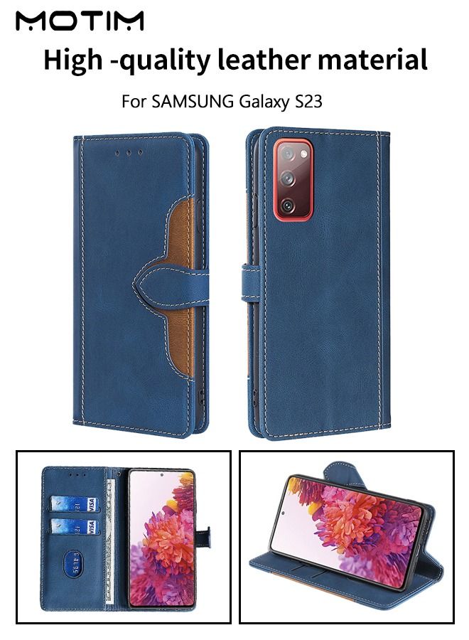Motim Samsung Galaxy S23 Case, Leather Samsung Galaxy S23 Flip Case with Card Slots, Shockproof Protective Kickstand Galaxy S23 Slim Wallet Cover - Image 1