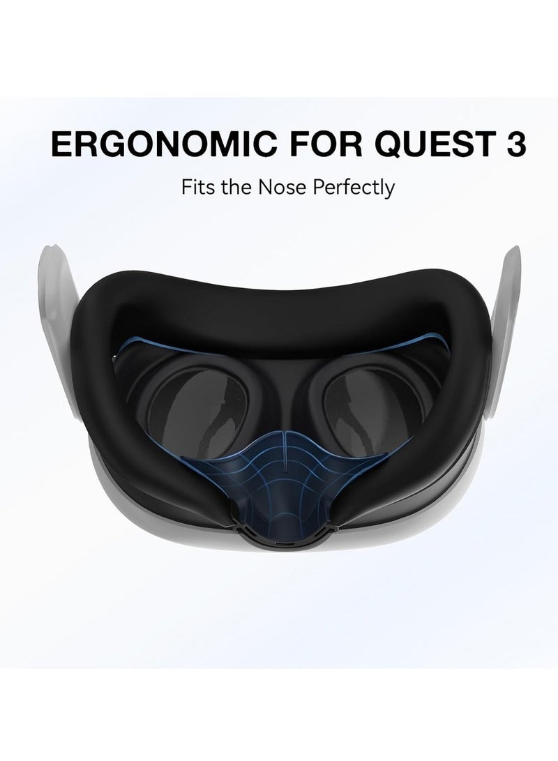 VR Silicone Face Pad Cover And Anti-Leakage Nose Pad For Headset Accessories VR Face Cushion Pad Light Blocker For Headset (Black) - Image 5