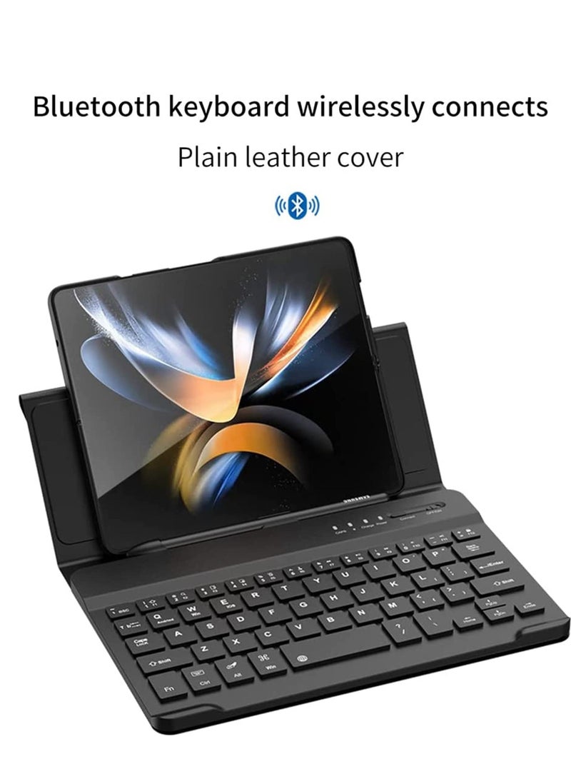 Barakah Leather Cover for Samsung Galaxy Z Fold4 with Keyboard Holster and S Pen Holder, Light Luxury Elegant Black Bluetooth Wirelessly Connects, Detachable Wireless - Image 4