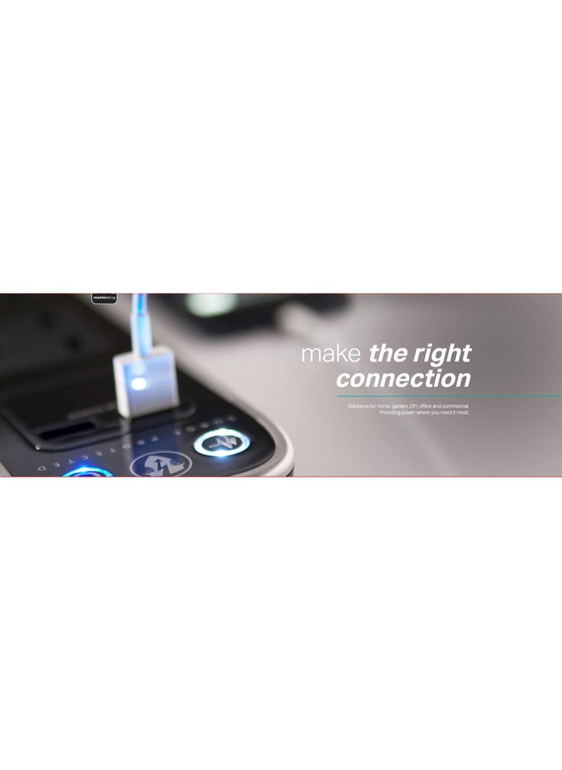 MASTERPLUG - Masterplug Surge Protected Power Extension Lead 2M 8 Sockets x 2 USB x Telecom Ports - Image 1
