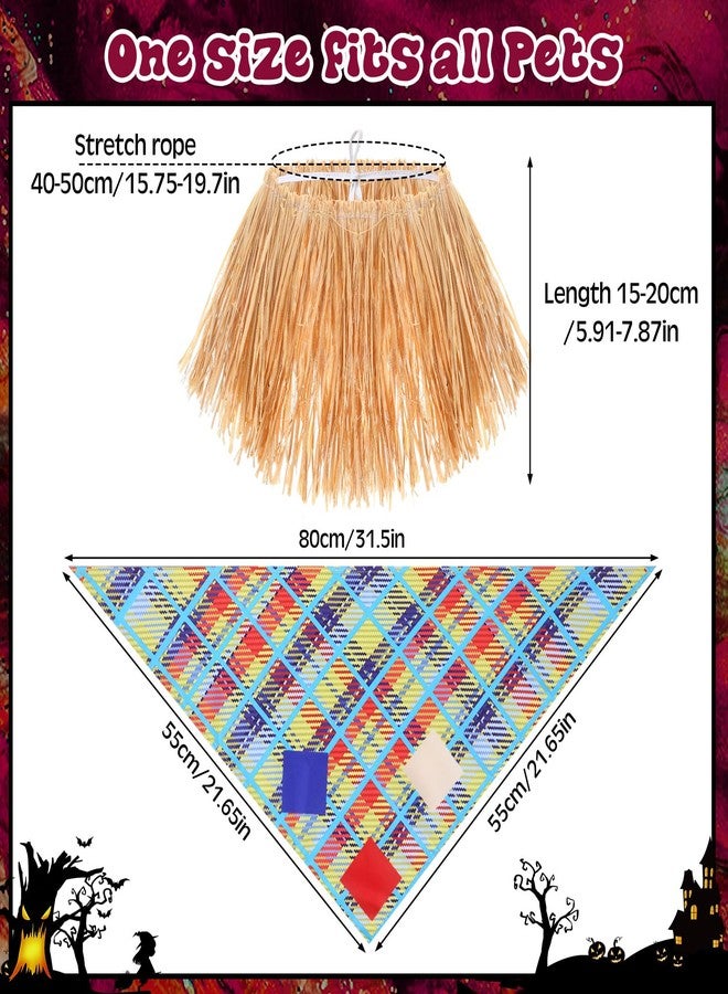 Skicuff طقم أزياء تنكرية للكلاب من Skicuff مكون من 3 قطع، يشمل قبعة فزاعة، ووشاح فزاعة، ومريلة جرو، وفستان قش فزاعة. زي تنكري للحيوانات الأليفة مناسب للكلاب والقطط. - Image 3