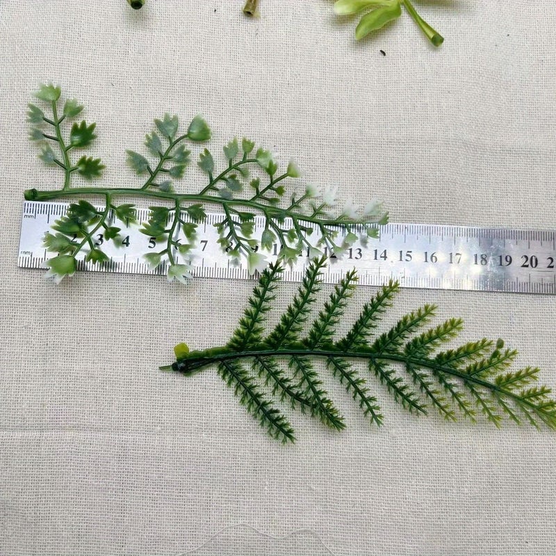20 Pcs Random Mixed Color Artificial Fern Leaves For DIY Wreath Making Valentine S Day Gift Aquarium Party Home Bedroom Decoration - Image 3