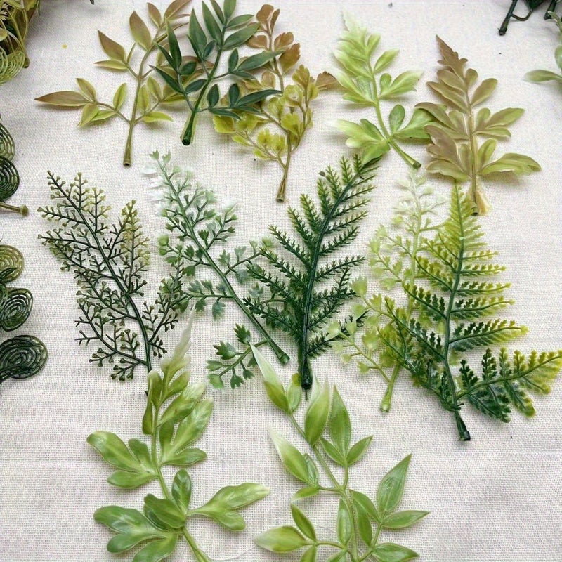 20 Pcs Random Mixed Color Artificial Fern Leaves For DIY Wreath Making Valentine S Day Gift Aquarium Party Home Bedroom Decoration - Image 1