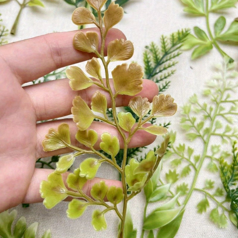 20 Pcs Random Mixed Color Artificial Fern Leaves For DIY Wreath Making Valentine S Day Gift Aquarium Party Home Bedroom Decoration - Image 5