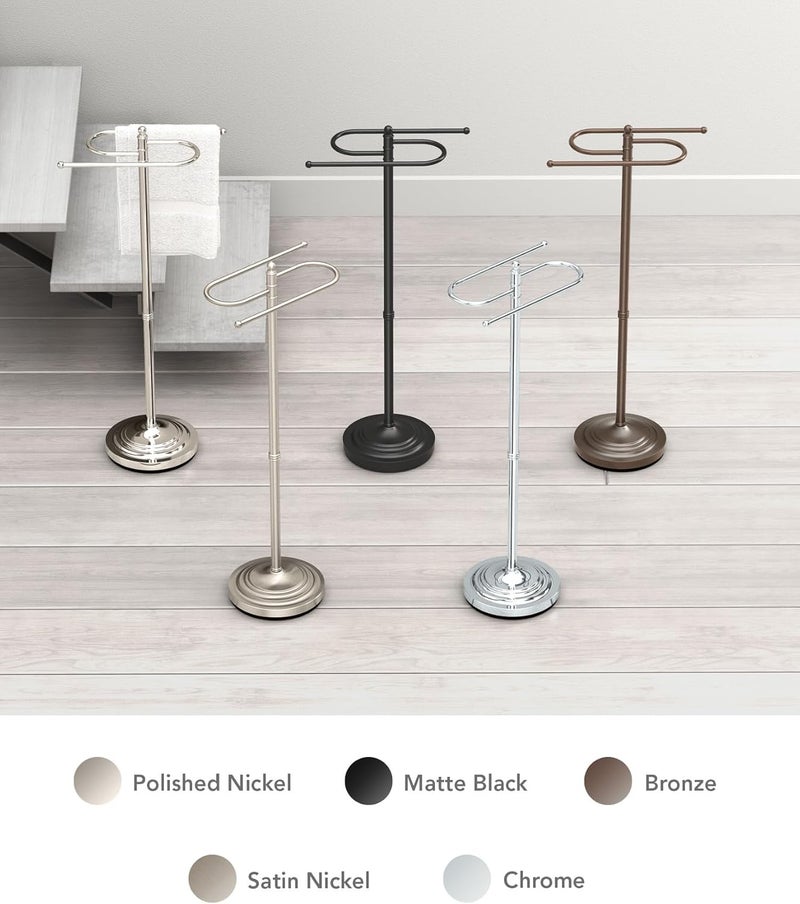 gatco Gatco 1505PN Modern Round Base Floor Standing S Style Towel Holder Polished Nickel  38 H Freestanding Hand Bath Towel Stand for Bathroom  - Image 3