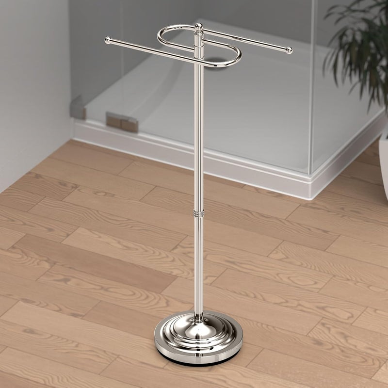 gatco Gatco 1505PN Modern Round Base Floor Standing S Style Towel Holder Polished Nickel  38 H Freestanding Hand Bath Towel Stand for Bathroom  - Image 2