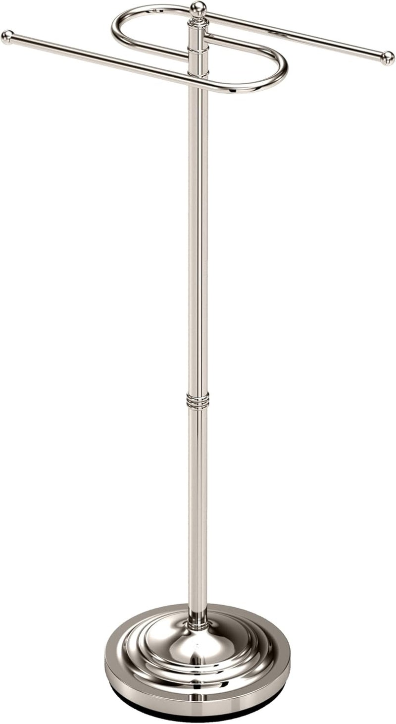 gatco Gatco 1505PN Modern Round Base Floor Standing S Style Towel Holder Polished Nickel  38 H Freestanding Hand Bath Towel Stand for Bathroom  - Image 1