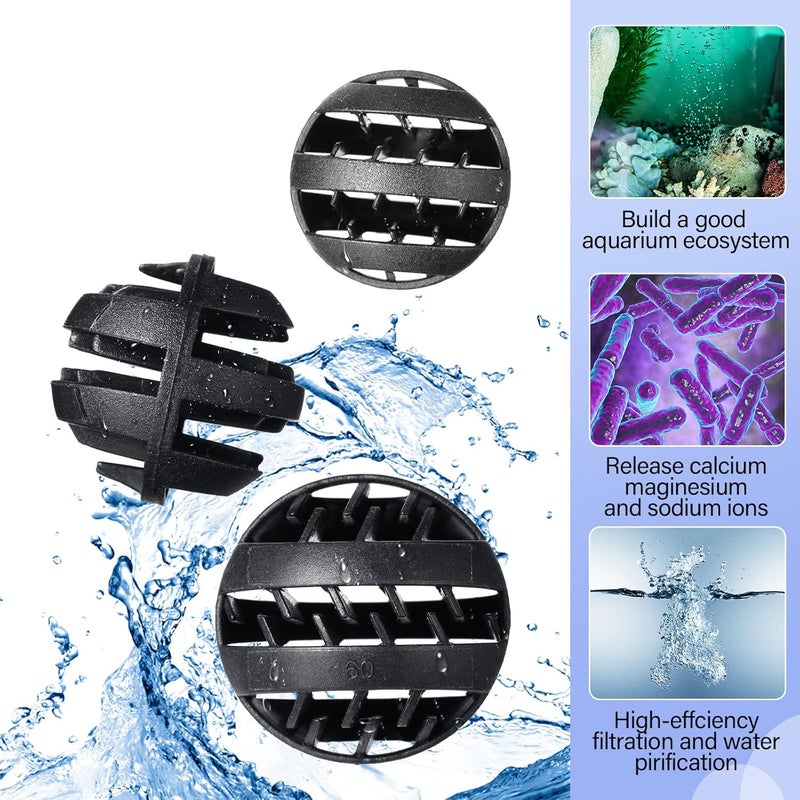 Hortsun 300 Pieces Bio Balls Pond Filter Aquarium Filter Media 126 Inch Saltwater Aquarium Filter Biochemical Cotton Pond Filter Accessories and 5 Pieces Black Mesh Bags for Fountain Fish Tank - Image 5