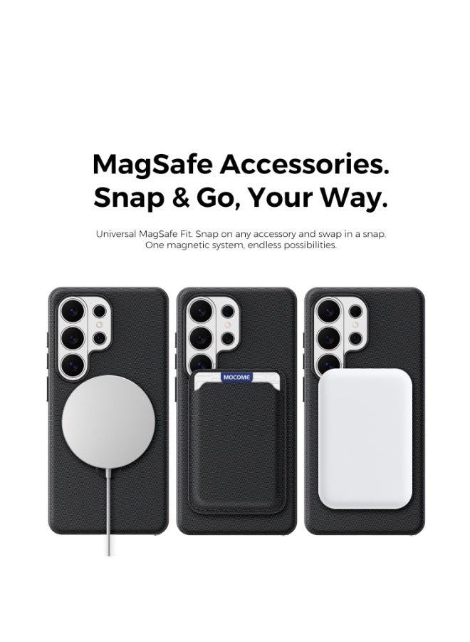 Tech Fabric Magnetic Invisible Rotating Stand Phone Case for Samsung Galaxy S26 Ultra / S25 Ultra / S24 Ultra / S23 Ultra, Dual Raised Edges Shockproof Cover - Image 5