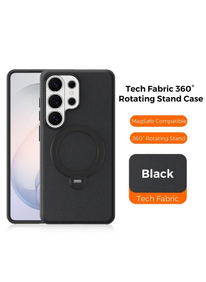 Tech Fabric Magnetic Invisible Rotating Stand Phone Case for Samsung Galaxy S26 Ultra / S25 Ultra / S24 Ultra / S23 Ultra, Dual Raised Edges Shockproof Cover - Image 2