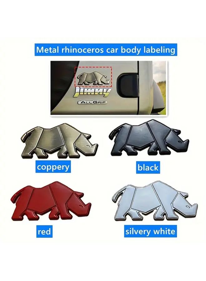 Red 3D Metal Rhinoceros Car Emblem Creative Rear Badge Cover Scratches Body Sticker for Jimny - Image 2