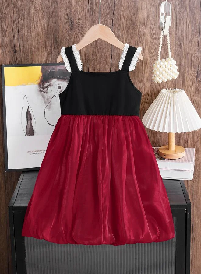 Take Two Girls Bow Detail Sleeveless Ruffled Detail Dress