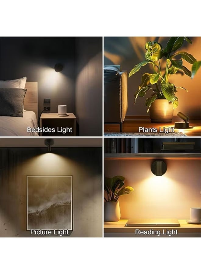 تسوق من أجلك أضواء سبوت لاسلكية داخلية قابلة لإعادة الشحن وإضاءة داخلية مع مؤقت وقابلة للتعتيم 3CCT أضواء شجرة داخلية تعمل بالبطارية كشاف ليد أضواء مميزة داخلية للأعمال الفنية النباتية - أسود - Image 5