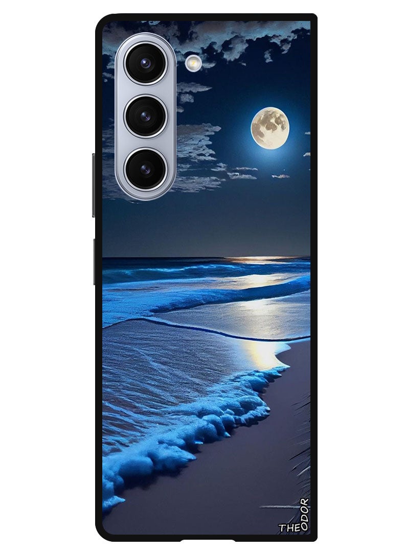 Theodor غطاء واقي مضاد للخدش ومقاوم للصدمات لجهاز سامسونج جالاكسي زد فولد 6 أمواج وقمر - Image 1