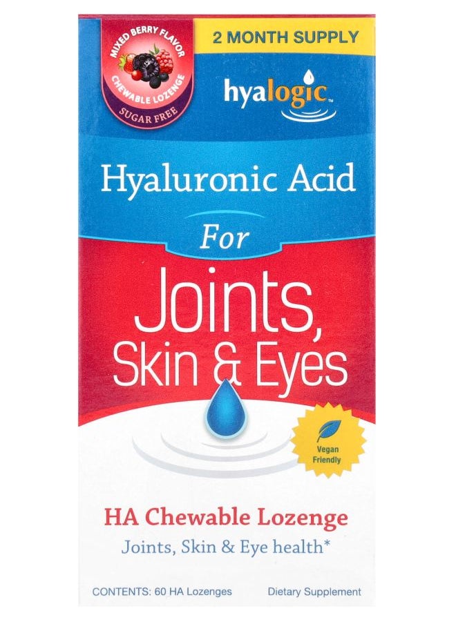 Hyalogic Hyaluronic Acid For Joints Skin & Eyes Mixed Berry 60 Lozenges 