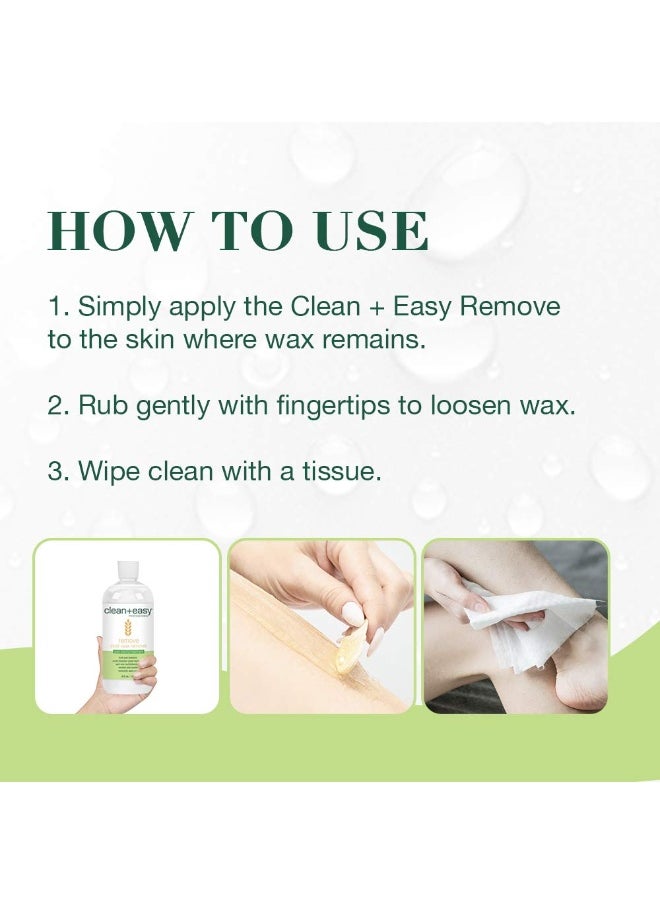 Clean + Easy Clean + Easy After Wax Remover – After Wax Care Oil with Wheat Germ, Post Waxing Cleanser for Skin & Wax Residue, 16 oz  - Image 3