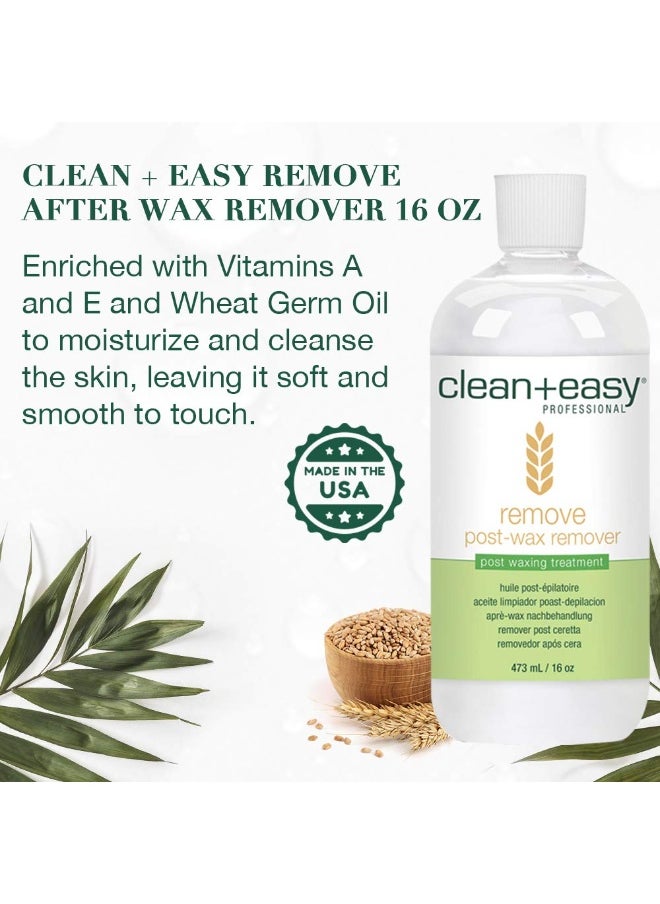 Clean + Easy Clean + Easy After Wax Remover – After Wax Care Oil with Wheat Germ, Post Waxing Cleanser for Skin & Wax Residue, 16 oz  - Image 2